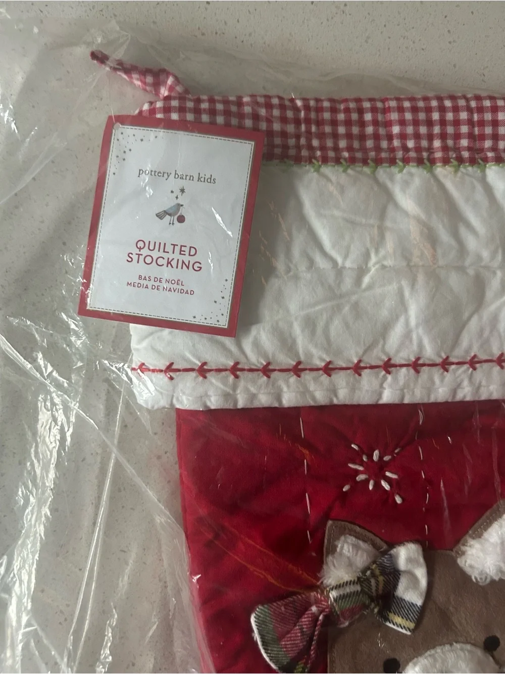 Pottery Barn Kitty Cat Quilted Christmas Stocking NWT NO MONOGRAM
